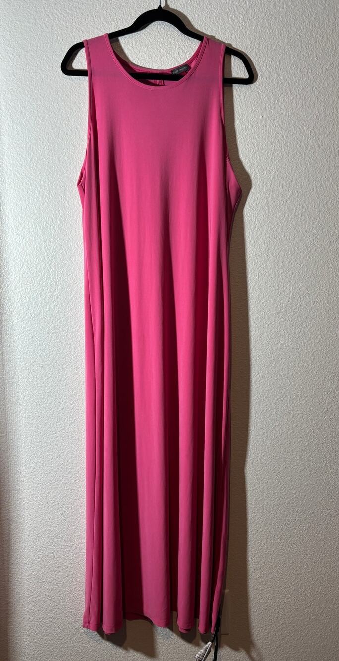 Vince Camuto Women's Size XL Pink Sleeveless Scoop Neck Stretch Maxi Dress